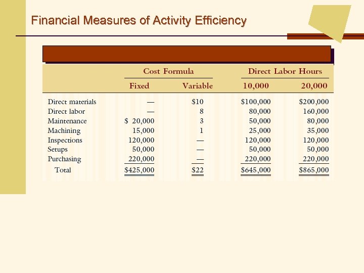 Financial Measures of Activity Efficiency 