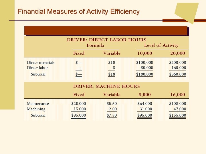 Financial Measures of Activity Efficiency 