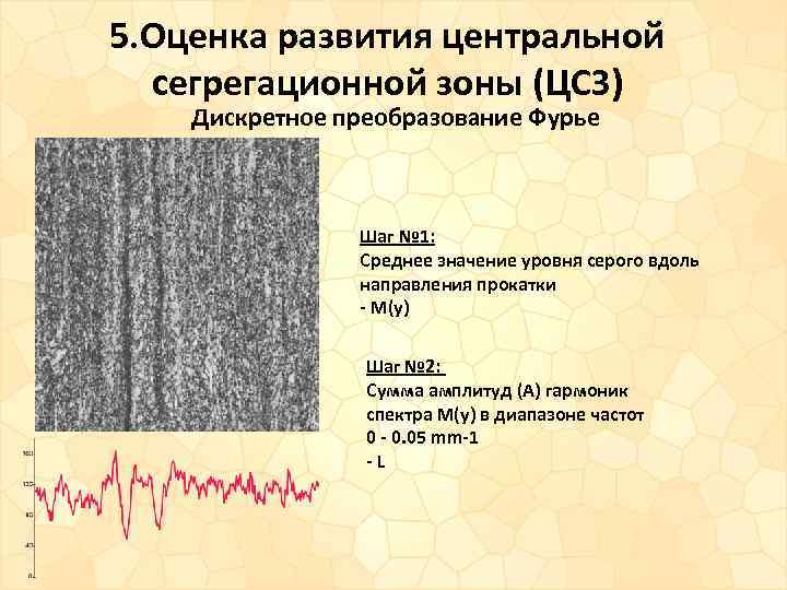 5. Оценка развития центральной сегрегационной зоны (ЦСЗ) Дискретное преобразование Фурье Шаг № 1: Среднее