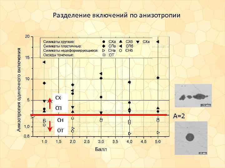 Разделение включений по анизотропии СХ СП СН ОТ А=2 