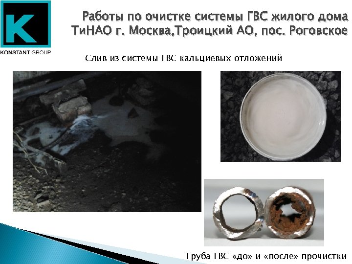 Работы по очистке системы ГВС жилого дома Ти. НАО г. Москва, Троицкий АО, пос.