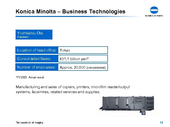 Konica Minolta Company presentation 1 Konica Minolta