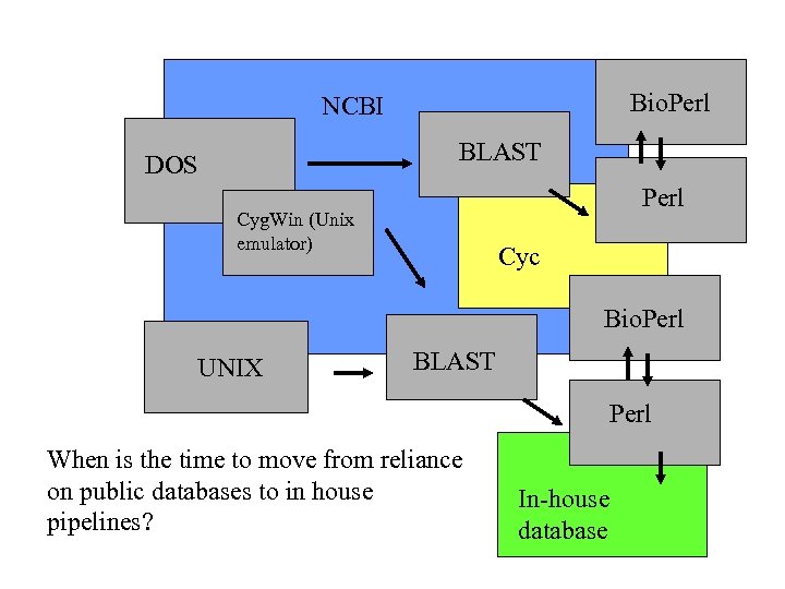 Bio. Perl NCBI BLAST DOS Perl Cyg. Win (Unix emulator) Cyc Bio. Perl UNIX