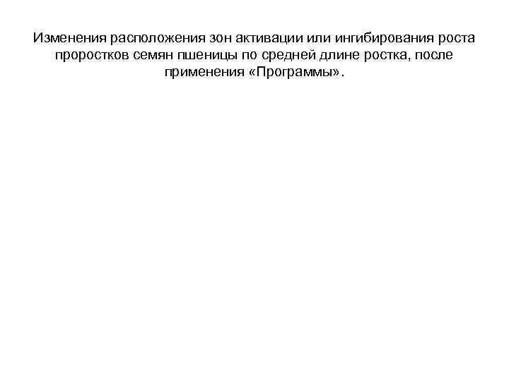 Изменения расположения зон активации или ингибирования роста проростков семян пшеницы по средней длине ростка,