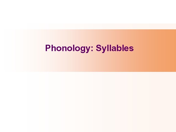 Phonology: Syllables 