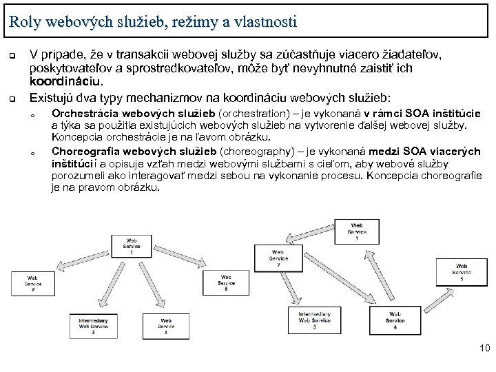 Roly webových služieb, režimy a vlastnosti q q V prípade, že v transakcii webovej