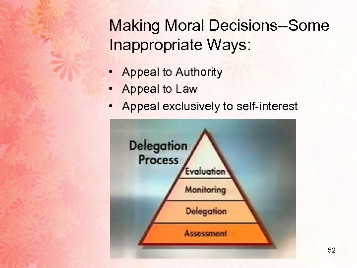 Making Moral Decisions--Some Inappropriate Ways: • Appeal to Authority • Appeal to Law •