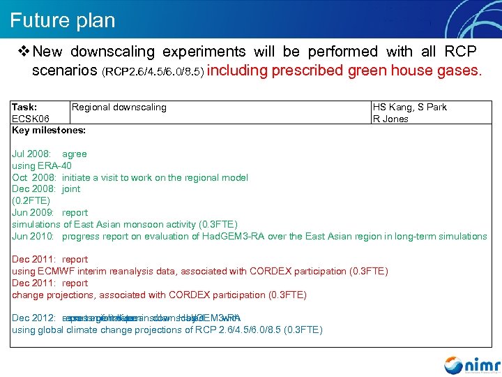 Future plan v New downscaling experiments will be performed with all RCP scenarios (RCP