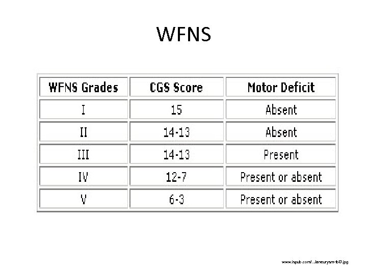 WFNS www. ispub. com/. . . /aneurysm-tbl 3. jpg 