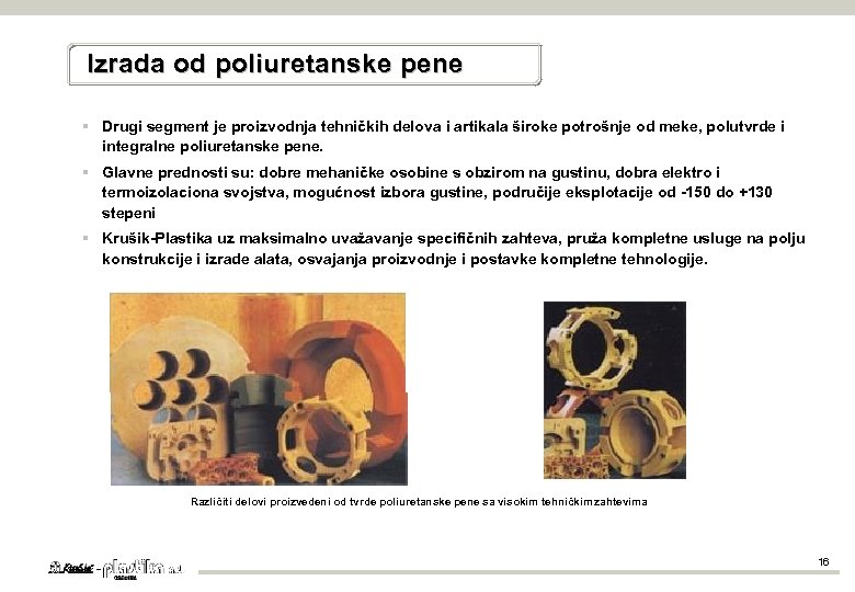 Izrada od poliuretanske pene § Drugi segment je proizvodnja tehničkih delova i artikala široke