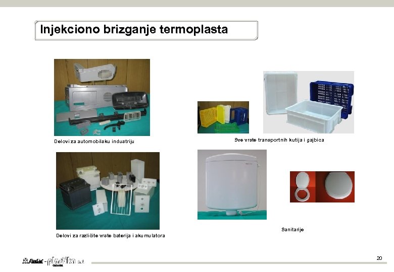 Injekciono brizganje termoplasta Delovi za automobilsku industriju Sve vrste transportnih kutija i gajbica Sanitarije