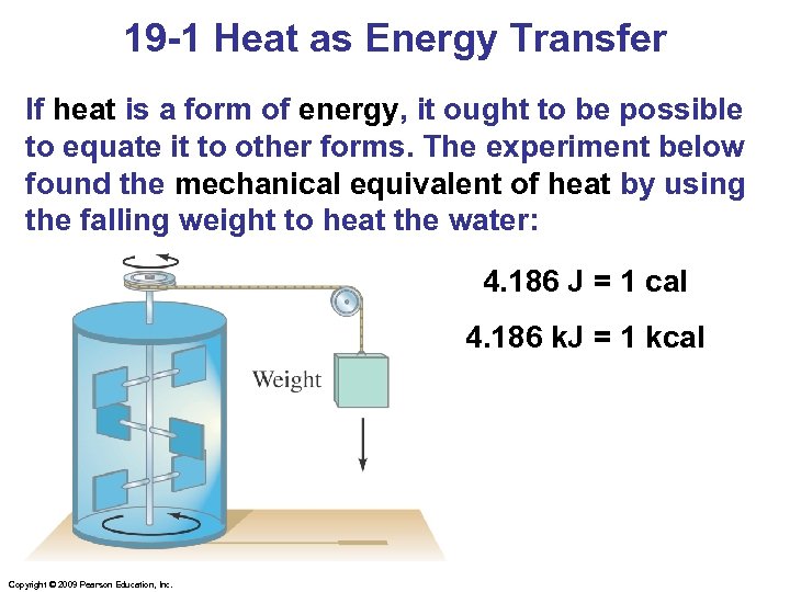 19 -1 Heat as Energy Transfer If heat is a form of energy, it