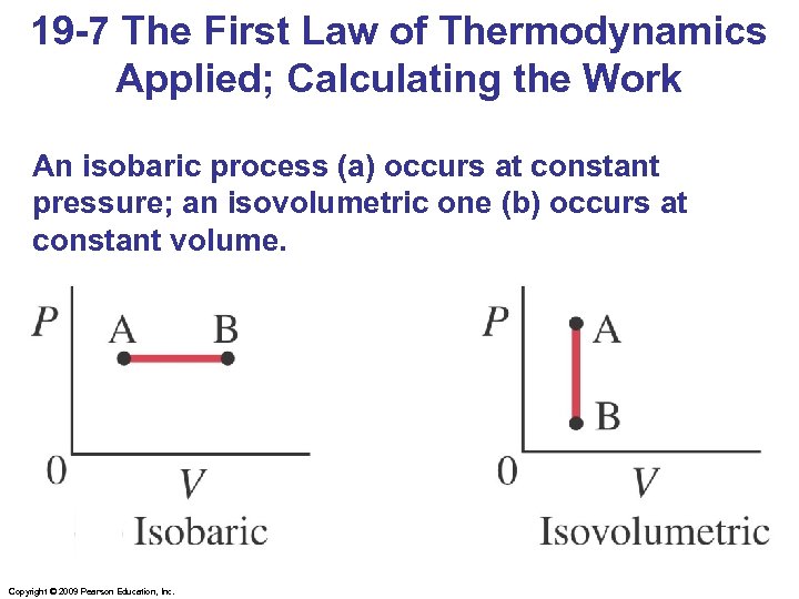 19 -7 The First Law of Thermodynamics Applied; Calculating the Work An isobaric process