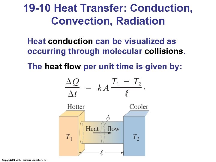 19 -10 Heat Transfer: Conduction, Convection, Radiation Heat conduction can be visualized as occurring