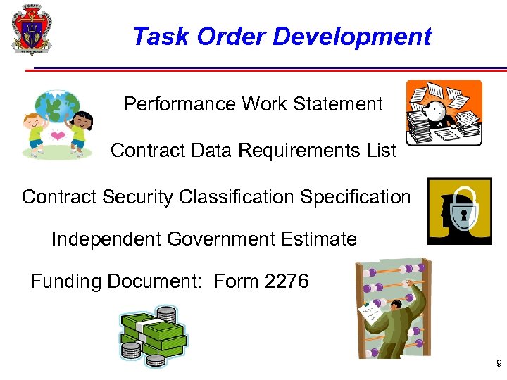 Task Order Development Performance Work Statement Contract Data Requirements List Contract Security Classification Specification