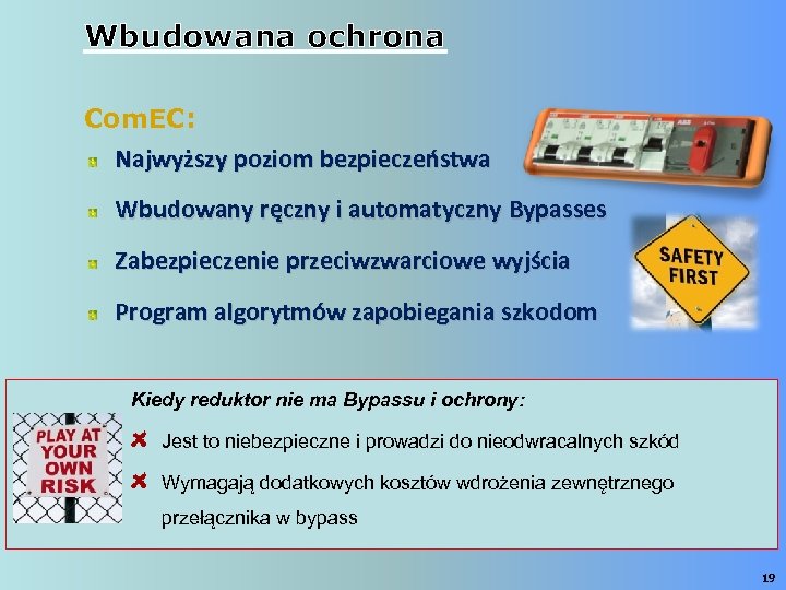 Wbudowana ochrona Com. EC: Najwyższy poziom bezpieczeństwa Wbudowany ręczny i automatyczny Bypasses Zabezpieczenie przeciwzwarciowe