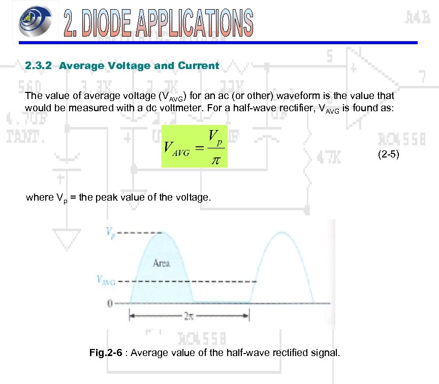 2. 3. 2 Average Voltage and Current The value of average voltage (VAVG) for