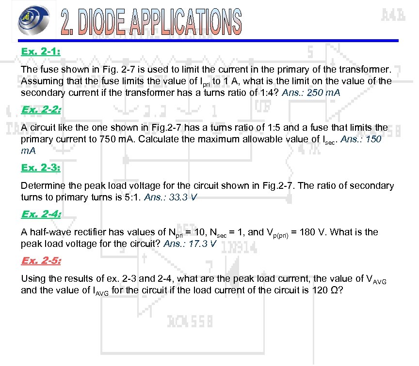 Ex. 2 -1: The fuse shown in Fig. 2 -7 is used to limit