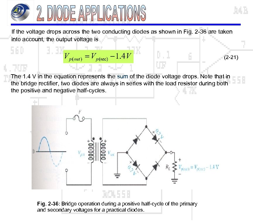 If the voltage drops across the two conducting diodes as shown in Fig. 2