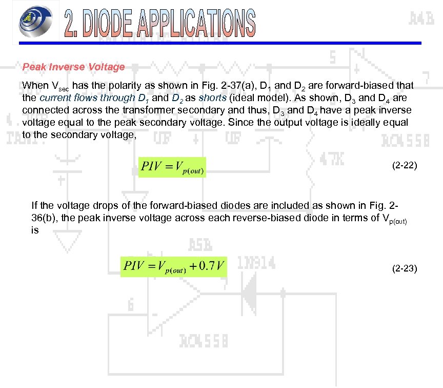 Peak Inverse Voltage When Vsec has the polarity as shown in Fig. 2 -37(a),