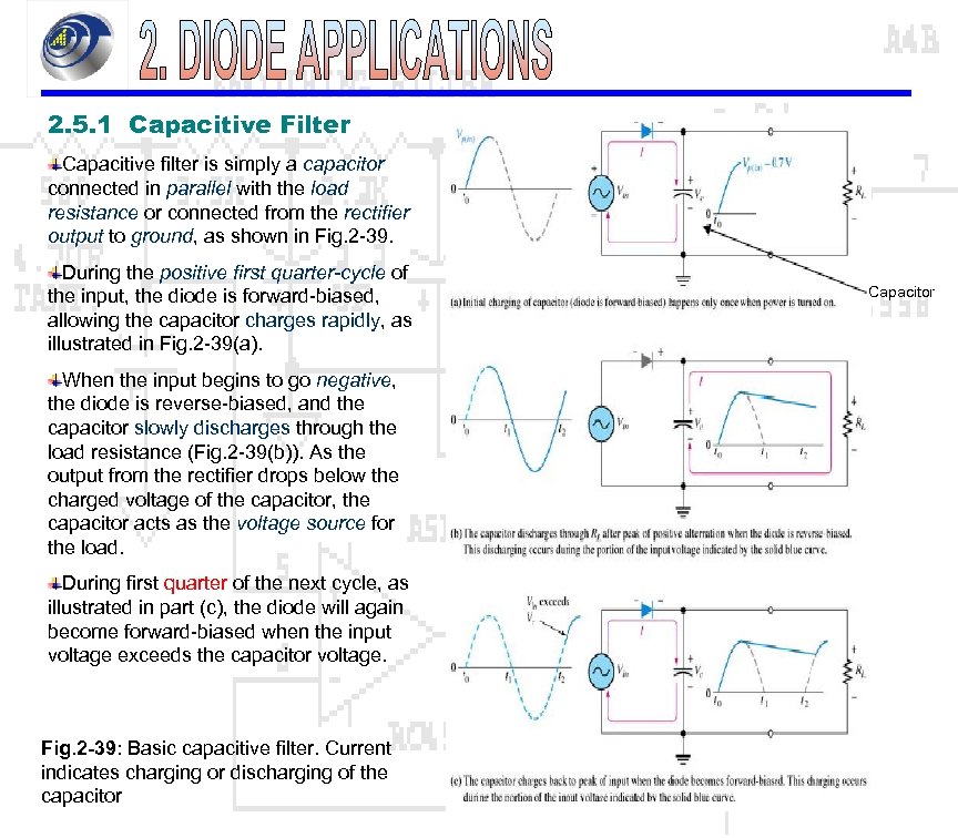 2. 5. 1 Capacitive Filter Capacitive filter is simply a capacitor connected in parallel