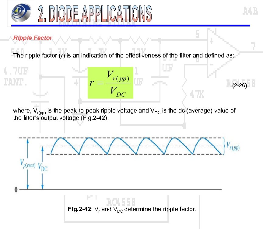 Ripple Factor The ripple factor (r) is an indication of the effectiveness of the