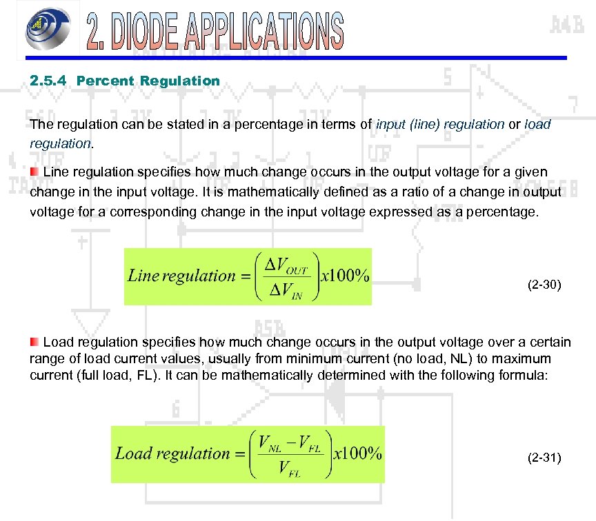 2. 5. 4 Percent Regulation The regulation can be stated in a percentage in