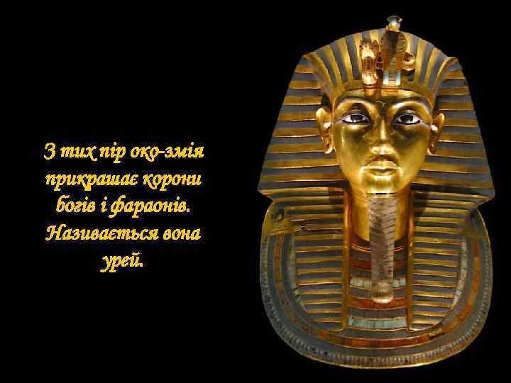 З тих пір око-змія прикрашає корони богів і фараонів. Називається вона урей. 