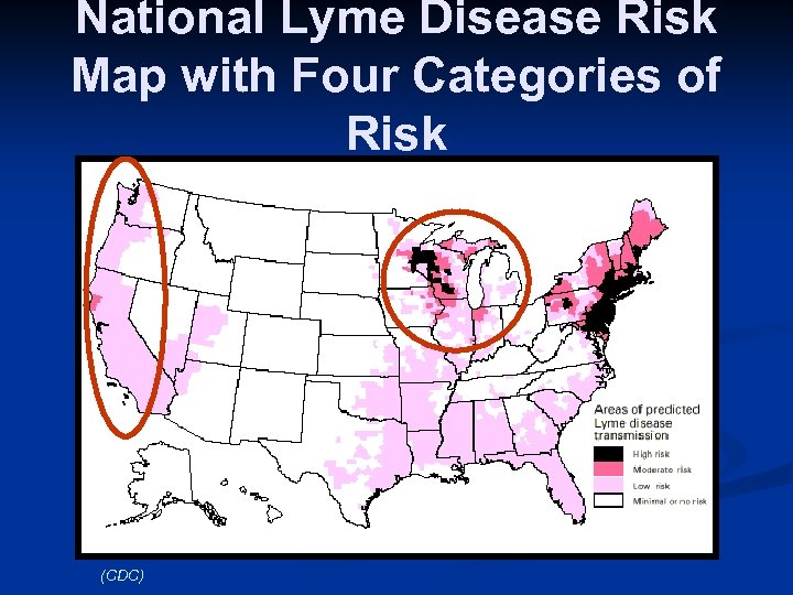 National Lyme Disease Risk Map with Four Categories of Risk (CDC) 