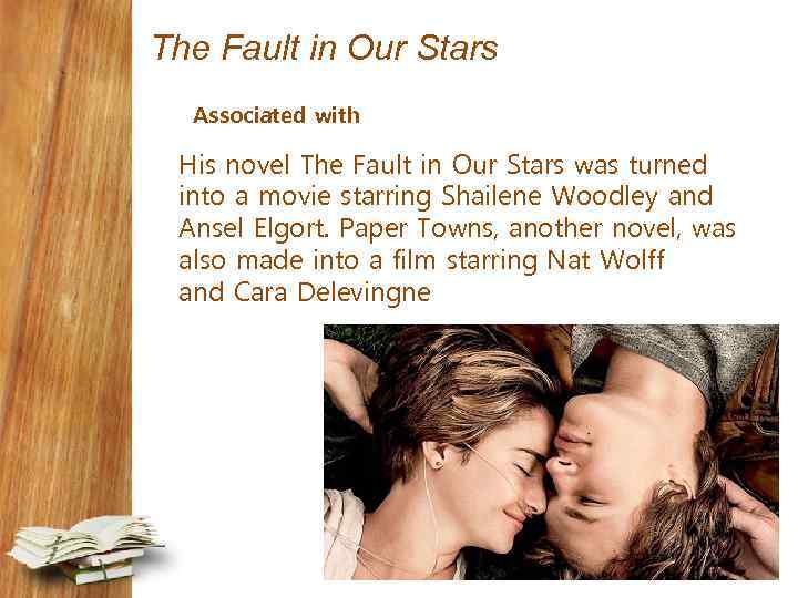 The Fault in Our Stars Associated with His novel The Fault in Our Stars