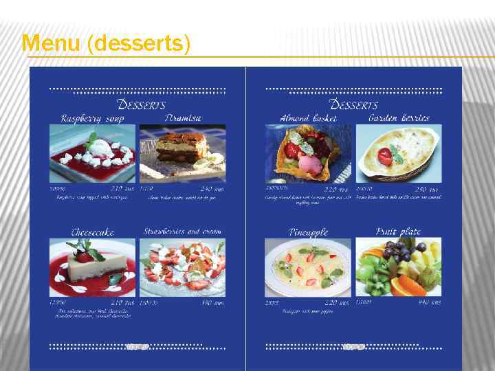 Menu (desserts) 