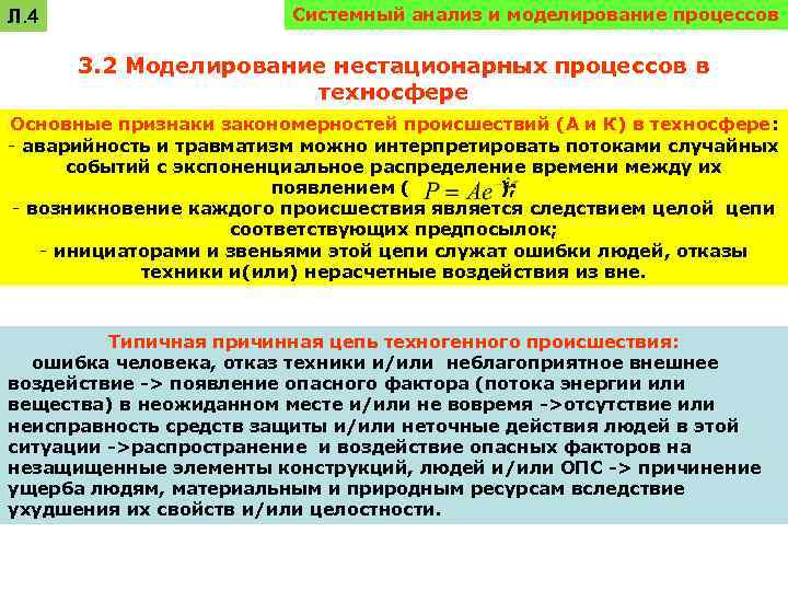 Л. 4 Системный анализ и моделирование процессов 3. 2 Моделирование нестационарных процессов в техносфере