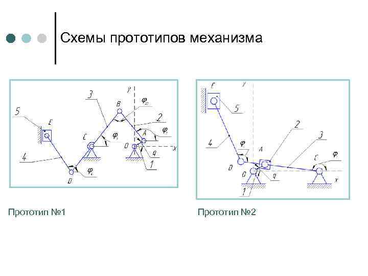 Схемы прототипов механизма Прототип № 1 Прототип № 2 