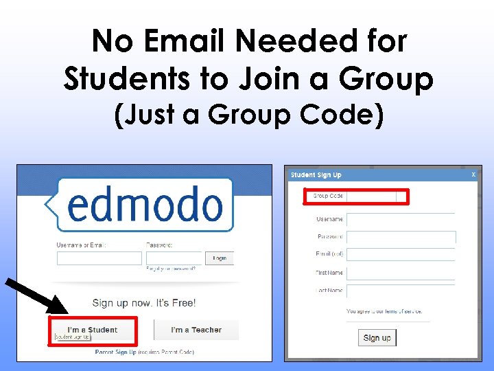 No Email Needed for Students to Join a Group (Just a Group Code) 