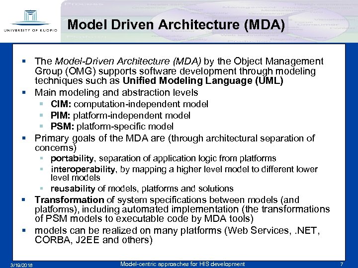 Model Driven Architecture (MDA) § The Model-Driven Architecture (MDA) by the Object Management Group