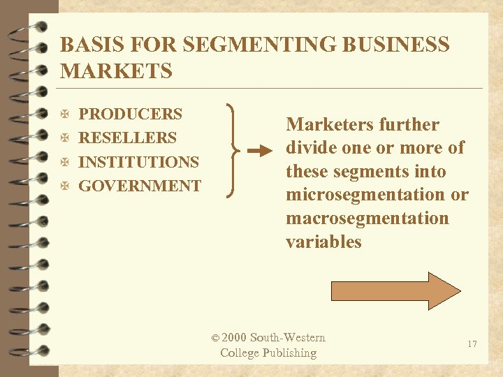 BASIS FOR SEGMENTING BUSINESS MARKETS X PRODUCERS Marketers further divide one or more of