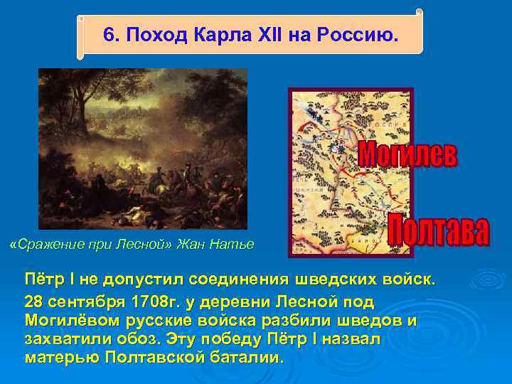 6. Поход Карла XII на Россию. «Сражение при Лесной» Жан Натье Пётр I не