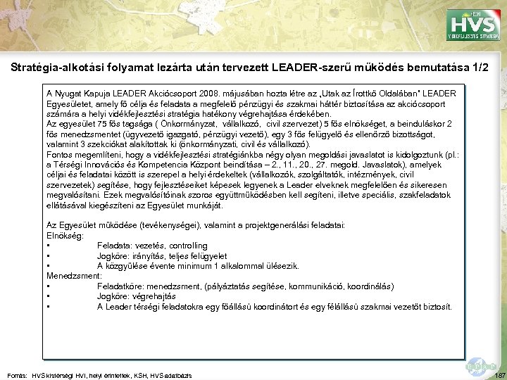 Stratégia-alkotási folyamat lezárta után tervezett LEADER-szerű működés bemutatása 1/2 A Nyugat Kapuja LEADER Akciócsoport