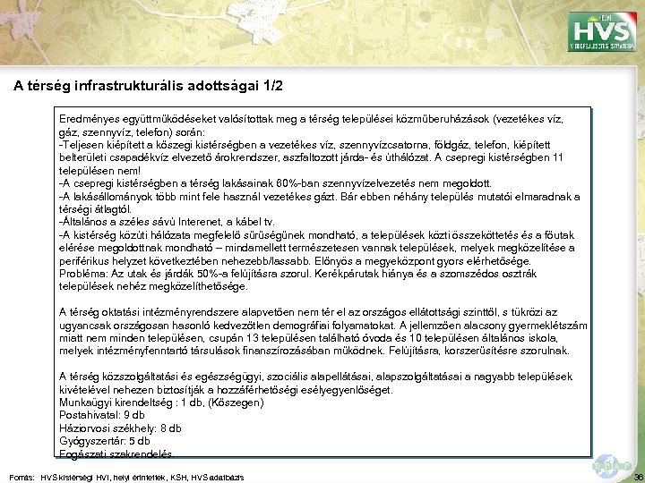A térség infrastrukturális adottságai 1/2 Eredményes együttműködéseket valósítottak meg a térség települései közműberuházások (vezetékes