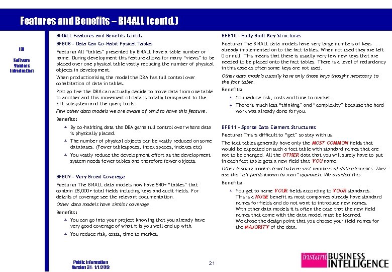 Features and Benefits – BI 4 ALL (contd. ) BI 4 ALL Features and