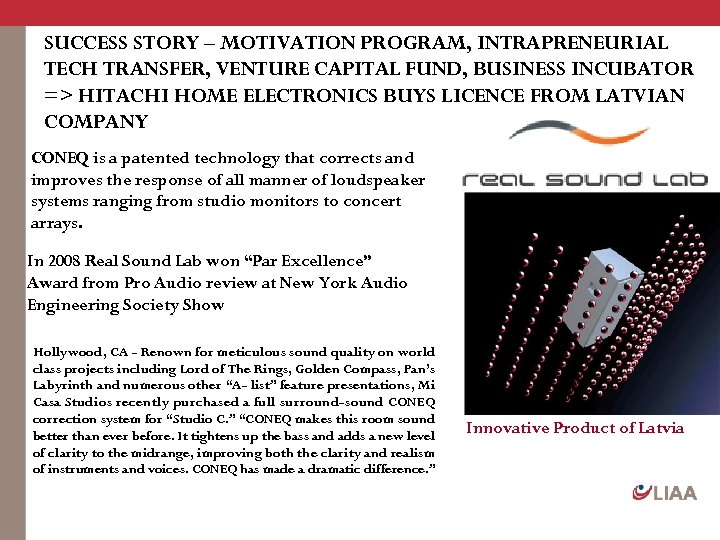 SUCCESS STORY – MOTIVATION PROGRAM, INTRAPRENEURIAL TECH TRANSFER, VENTURE CAPITAL FUND, BUSINESS INCUBATOR =>