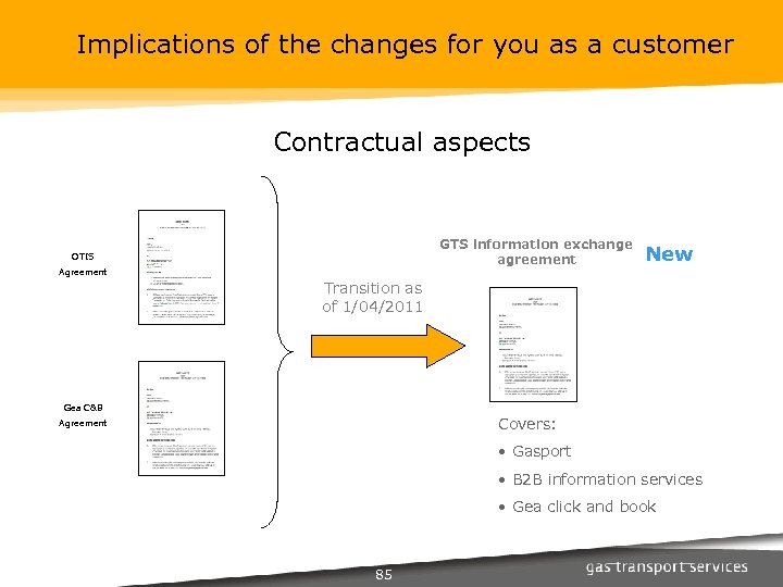 Implications of the changes for you as a customer Contractual aspects GTS information exchange