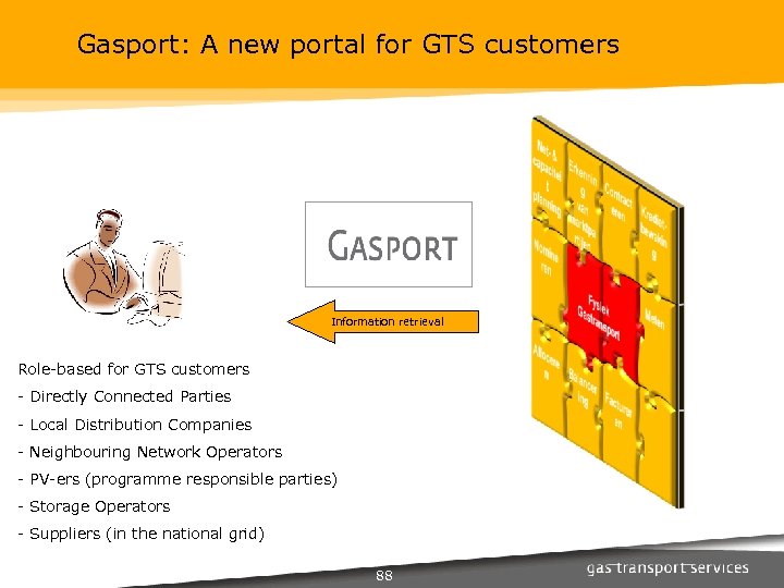 Gasport: A new portal for GTS customers Information retrieval Role-based for GTS customers -