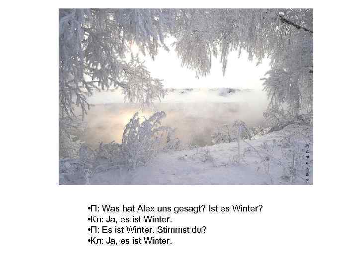  • П: Was hat Alex uns gesagt? Ist es Winter? • Кл: Ja,