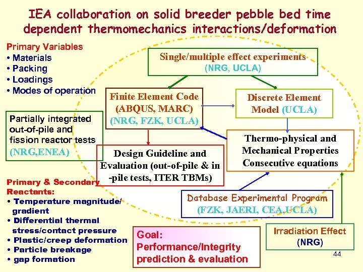 IEA collaboration on solid breeder pebble bed time dependent thermomechanics interactions/deformation Primary Variables •