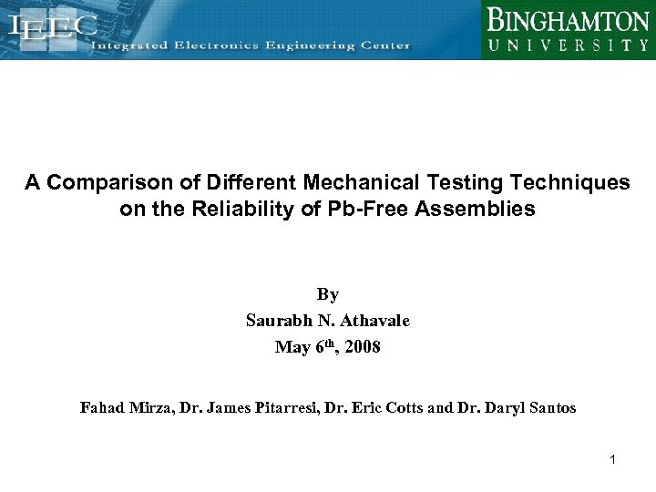 A Comparison of Different Mechanical Testing Techniques on the Reliability of Pb-Free Assemblies By