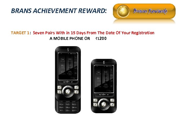 BRANS ACHIEVEMENT REWARDS TARGET 1: Seven Pairs With in 15 Days From The Date