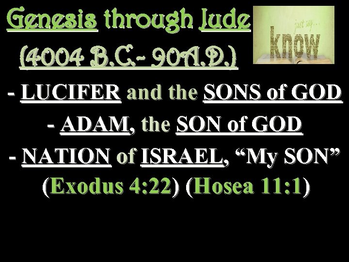 Genesis through Jude (4004 B. C. - 90 A. D. ) - LUCIFER and