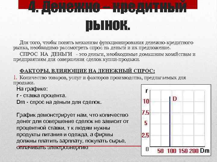 4. Денежно – кредитный рынок. Для того, чтобы понять механизм функционирования денежно кредитного рынка,