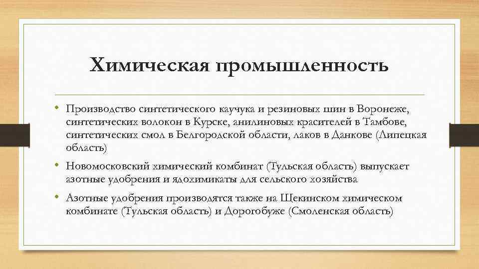 Химическая промышленность • Производство синтетического каучука и резиновых шин в Воронеже, синтетических волокон в